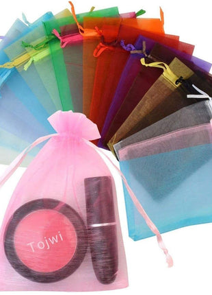 Tojwi 50pcs Organza Bags-Mix Color 3.54''x4.33''(9x11cm) Satin Drawstring Organza Pouch Wedding Party Favor Gift Bag Jewelry Watch Bags