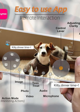 Owl Robot,Pet Camera Treat Dispenser Interactive Toy for Dogs Cats with Remote Phone App Control