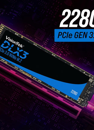 VisionTek 2280 DLX3 M.2 SSD - 512GB - PCIe Gen 3.0 x4 NVMe - 3300MB/s Read, 2900MB/s Write – Laptops, Gaming PCs, Compatible Consoles