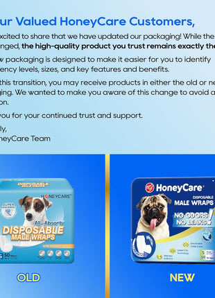 HONEY CARE All-Absorb A26 Male Dog Wrap, 50 Count, Small