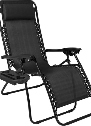 Best Choice Products Set of 2 Adjustable Steel Mesh Zero Gravity Lounge Chair Recliners w/Pillows and Cup Holder Trays - Black