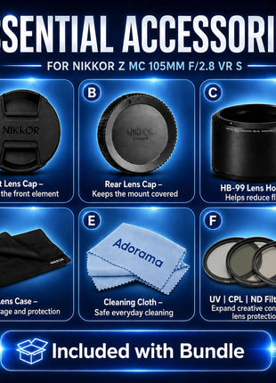 Nikon NIKKOR Z MC 105mm f/2.8 VR S Lens, Bundle with ProOptic with 62mm UV | CPL | ND Filter Kit, Cleaning Cloth, 1-Year Limited Warranty