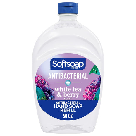 Softsoap Antibacterial Liquid Hand Soap, White Tea & Berry Scent, 50 fl oz | Refill Size, Paraben-Free, Phthalate-Free, Bathroom and Kitchen Hand Soap, Daily Handwashing, Gentle on Hands