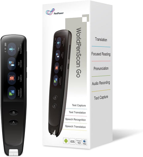 PenPower WorldPenScan Go - Translation Pen with Scanning, Reading, Audio Recording, Live Interpretation, and AI Reading Buddy for Kids
