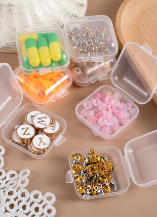 BEIQIYA 6pcs Clear Plastic Ear Plug Cases, 1.8cm Thicken Mini Jewelry Storage Cases, Small Portable Square Bead Storage Box Organizer for Earplugs Necklaces Handicrafts