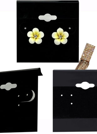 Adorox 200 Piece Black Earring Card Holders with Back Hook – Perfect for Earring Display and Organization