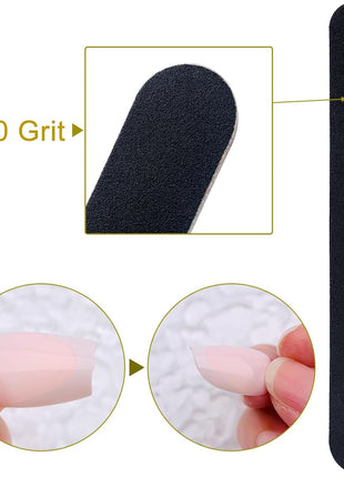HeeYaa Nail File 10 PCS Professional Double Sided 100/180 Grit Nail Files Emery Board Black Manicure Pedicure Tool and Nail Buffering Files