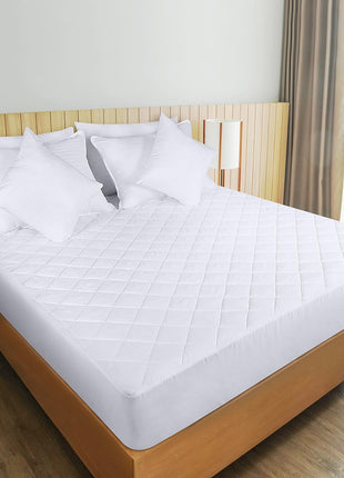 Utopia Bedding Quilted Fitted Mattress Pad, Queen Size, Elastic Fitted Mattress Topper Protector and Cover Stretches up to 16 Inches Deep, Machine Washable (White)