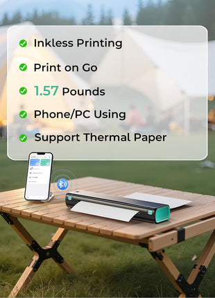 Phomemo Portable Printers Wireless for Travel - Bluetooth Thermal Printer Supports 8.5" X 11" Letter, Inkless Printer Compatible with Phone Laptop for Home Use Car School Office, Come with Carry Case