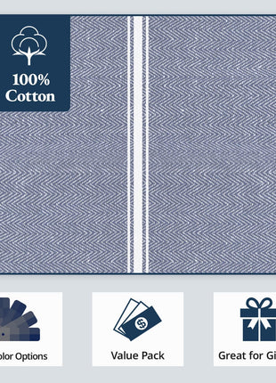 Lane Linen Kitchen Towel Set, 6 Pack 100% Cotton Hand Towels for Kitchen, Dish Towels for Drying Dishes, Lint Free, 14"x25", Good for Cleaning Windows, Ceramic Surface, Glass Stovetops - Blue Chambray