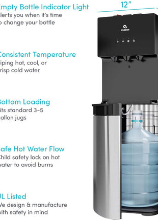 Avalon A4BLWTRCLR Bottom Loading Water Cooler Water Dispenser - 3 Temperature Settings - Hot, Cold & Room Water, Durable Stainless Steel Cabinet, Bottom Loading - UL/Energy Star Approved