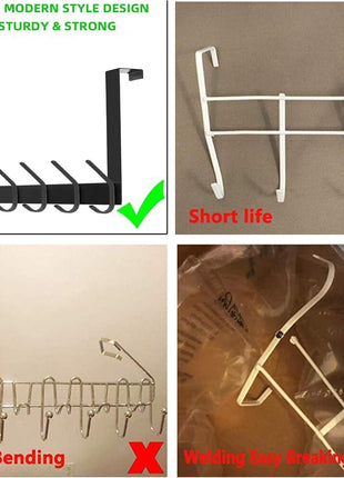 DOKU Over The Door Hook, Heavy Duty Over Door Hanger Holder for Coat Robe Hat Clothe Towels Hanging, Bathroom Organizer Towel Rack 12 Hooks, Matte Black