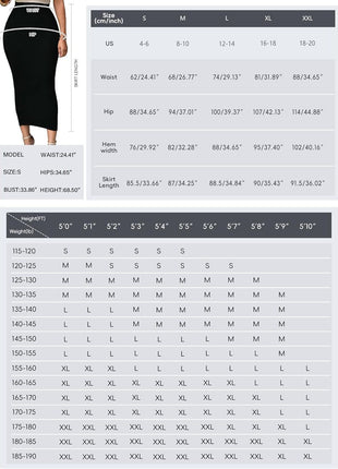 Eiffel Women's Sexy High Waist Bodycon Party Club Maxi Long Pencil Skirt Black