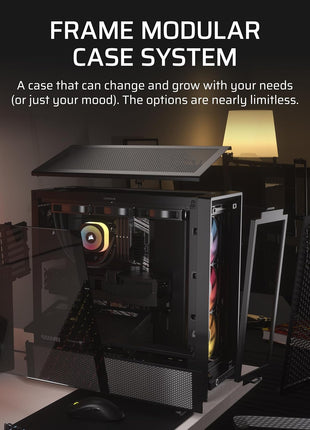 CORSAIR 4000D RS ARGB Frame Modular Mid-Tower ATX PC Case, High Airflow, 3X Pre-Installed RS Fans, InfiniRailTM Mounting System, ASUS BTF, MSI Zero, Gigabyte Stealth, Black