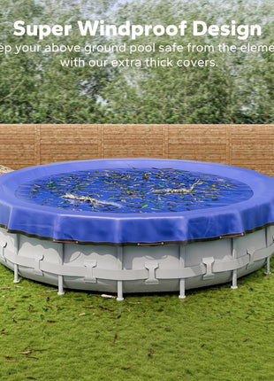 POOLHACKER 2025 Upgrade 24 ft Round Winter Pool Cover - 24ft Round Above Ground, 4 Foot Overlap Extra Thick 420D Pool Cover with Pulley and Cable