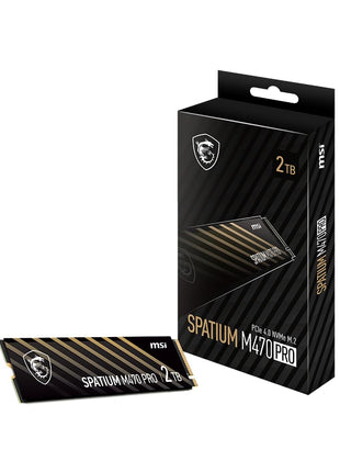 msi SPATIUM M470 PRO PCIe 4.0 NVMe M.2 2TB Portable SSD, 2TB External Solid State Drive, Speeds Up to 6000MB/s, USB-C, Reliable Storage for Gaming, Students, Professionals, Black