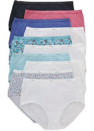 Hanes Womens Cotton Value Pack, 10-pack, Assorted (Colors May Vary) Briefs-underwear, Solid/Print Mix, 8 US
