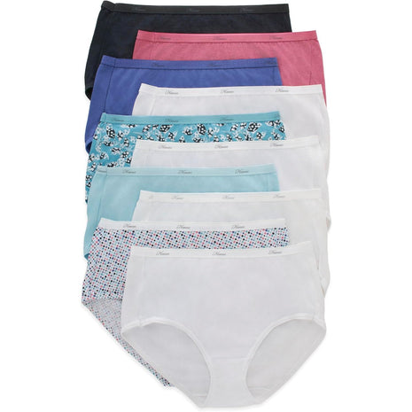 Hanes Womens Cotton Value Pack, 10-pack, Assorted (Colors May Vary) Briefs-underwear, Solid/Print Mix, 8 US