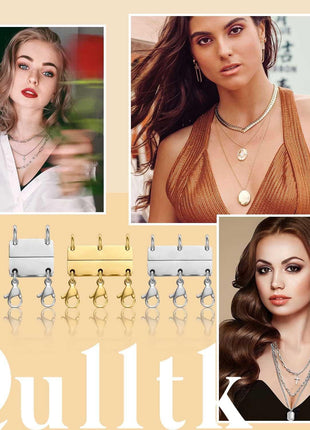 Qulltk Necklace Layering Clasp Magnetic Clasps for Jewelry, Gold and Silver Separator for Stackable Necklaces and Chains