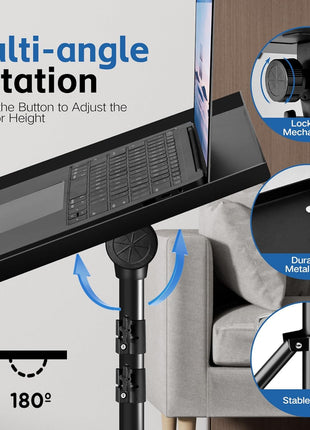 REHOSEUP Projector Stand, 33LB Load Bearing & 22-55 inch Height Adjustable, for Projector/Laptop/DJ Gear, Outdoor/Office/Studio - Stable Base (Black)