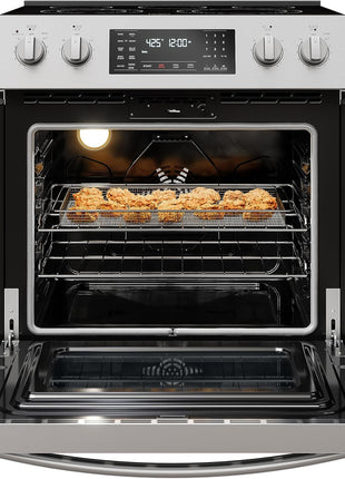 Kenmore Front Control Electric Range Oven with 5 Cooktop Elements with 7 Cooking Power Options, True Convection, Steam and Self Clean, Freestanding Oven, 4.8 cu. ft. Capacity Stainless Steel