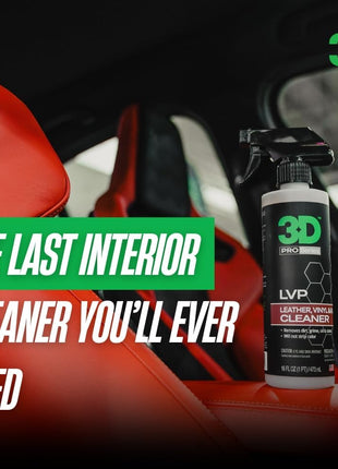 3D LVP Interior Cleaner - Removes Dirt, Grime, Grease, Oil & Stains from Leather, Vinyl & Plastic - Great for Seats, Steering Wheels, Door Panels, Dashboards - Car, Office, Home Use 16oz.