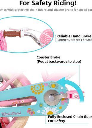 JOYSTAR Little Daisy Kids Bike for Girls Boys Ages 2-10 Years, 12 14 16 20 Inch Girls Bikes with Doll Bike Seat & Streamers, Boys Bike with Flag & Number Plate, Multiple Colors