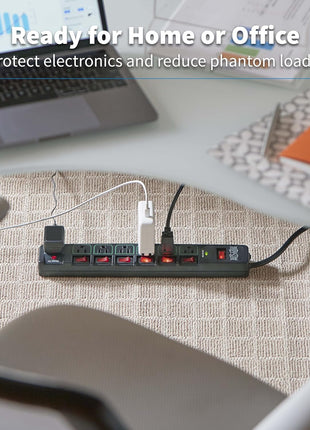 Tripp Lite 7 Outlet (6 Individually Controlled) Surge Protector Power Strip, 6ft Cord, Black, Lifetime Limited Warranty & 25K Insurance (TLP76MSGB)