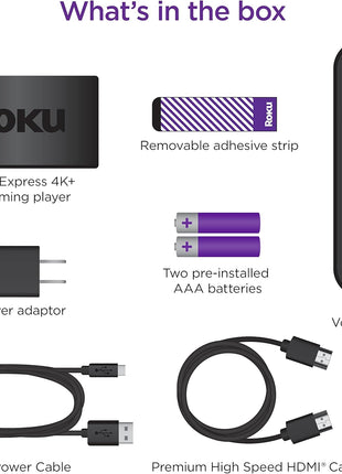 Roku Express 4K+ | Roku Streaming Device 4K/HDR with Voice Remote, Free & Live TV