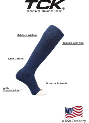 TCK Prosport Performance Tube Socks (Navy, Medium)