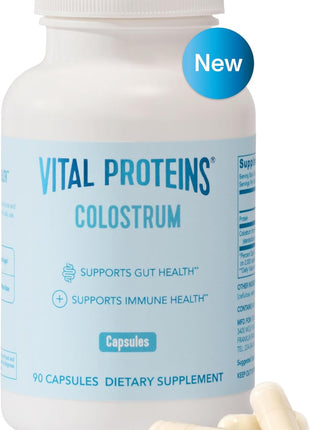 Vital Proteins Collagen Peptides Powder Unflavored 19.3OZ and Bovine Colostrum Supplement 90 Capsules