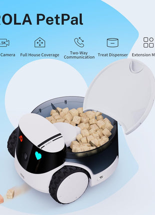 Enabot EBO ROLA PetPal Mobile 2.5K Pet Camera Robot with Treat Dispenser | Whole-Home Mobility, Two-Way Talk, Night Vision, Auto-Recharge, Interchangeable Modular Design