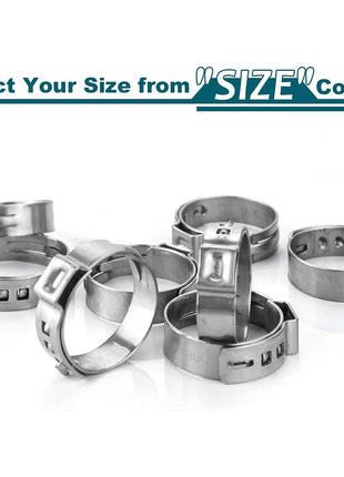 LOKMAN 50 Pack 1/2 Inch PEX Cinch Clamps, Stainless Steel Rings Pinch Clamps for PEX Tubing Pipe Fitting Connections (1/2 Inch)