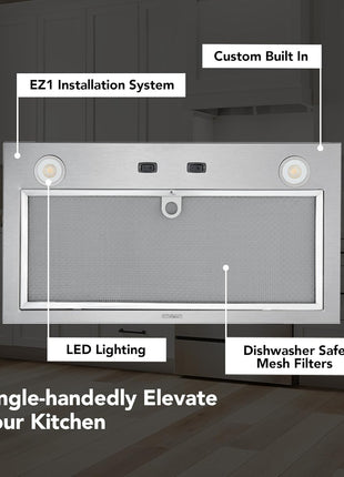 Broan-NuTone PM300SS Custom Power Pack Range Hood Insert with 2-Speed Exhaust Fan and Light, 300 Max Blower CFM, Stainless Steel, 21-Inch Built