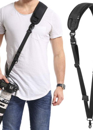 waka Rapid Camera Neck Strap with Quick Release and Safety Tether | Adjustable Camera Shoulder Sling Strap for Nikon Canon Sony Olympus DSLR Camera - Black