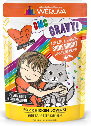 Weruva B.F.F. OMG - Best Feline Friend Oh My Gravy!, Rainbow A Gogo Variety Pack! Cat Food, 3oz Pouch (Pack of 12)