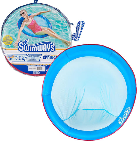 SwimWays Spring Float Premium Papasan Pool Lounger with Breathable Mesh Seat, Inflatable Pool Floats for Adults with Fast Inflation, for Ages 15 & Up