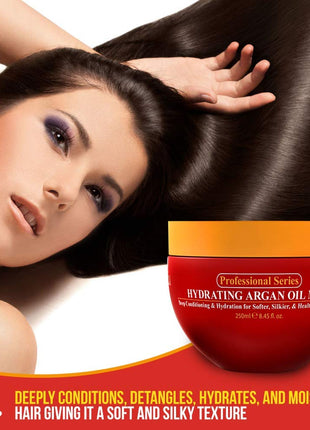 Arvazallia Hydrating Argan Oil Hair Mask and Deep Conditioner for Dry or Damaged Hair (8.45 oz Jar)