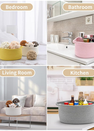 Happyiren Cute Woven Storage Basket with Handle, Baskets for Gifts Empty, Gift Baskets for Birthday Baby Shower Raffle Burr Fundraiser, Decorative Organizer Box for Baby Toy Pet, 13 inch D x 8 inch W x 6 inch H