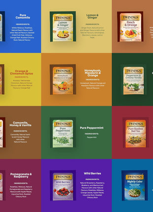 Twinings 48 Tea Bags Herbal Variety Pack – 12 Herbal Flavors with 20 Honey Sticks, Perfect Tea Gift Set for Any Occasion