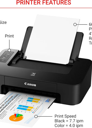 Canon TS202 Inkjet Photo Printer, Black (USB Required, not Included)