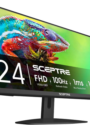 Sceptre New 24-inch Gaming Monitor 100Hz 1ms DisplayPort HDMI x2 100% sRGB AMD FreeSync Build-in Speakers, Eye Care Frameless Machine Black 2025 (E248W-FW100T)