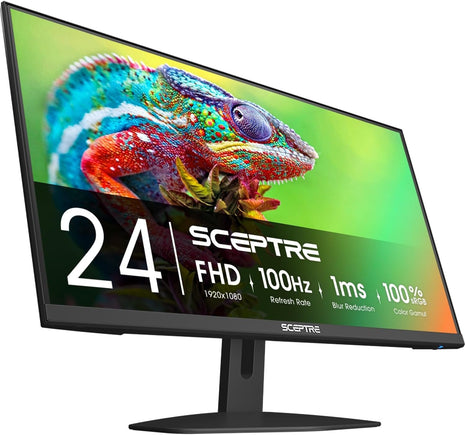 Sceptre New 24-inch Gaming Monitor 100Hz 1ms DisplayPort HDMI x2 100% sRGB AMD FreeSync Build-in Speakers, Eye Care Frameless Machine Black 2025 (E248W-FW100T)