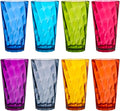 US Acrylic Optix Plastic Reusable Drinking Glasses (Set of 8) 20oz Water Cups in Jewel Tone Colors | BPA Free Tumblers, Made in USA | Top Rack Dishwasher Safe