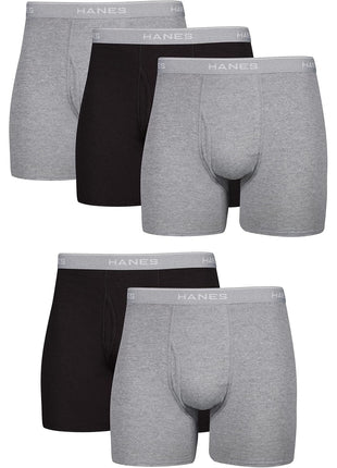 Hanes mens Underwear Boxer Briefs Pack, Cool & Breathable Cotton Moisture-wicking Underwear for Men, No Ride Up