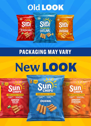 SunChips 100% Whole Grain Chips, Variety Pack, 1 oz Bags, Pack of 40, No Artificial Flavors, Colors