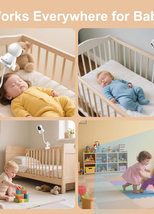 Baby Monitor Mount - Universal Adjustable Monitor Flex Stand for Hello Baby, Nanit Pro, Infant Optics, VTech & Most Baby Monitors - Detachable Arm Camera Clip Mount with Cute Stickers for Crib