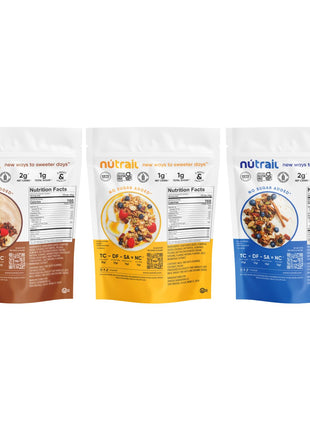 NuTrail Nut Granola Cereal, Variety Pack, No Sugar Added, Keto, Low Carb, Gluten Free, Grain Free, Healthy Breakfast 8 oz. 3 Count