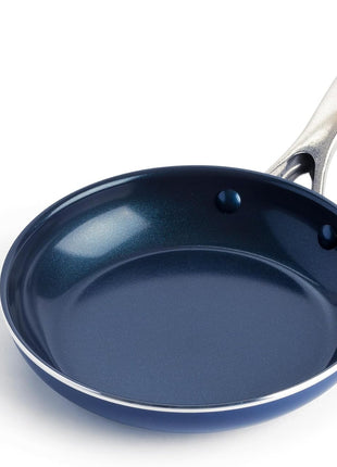Blue Diamond 8" Nonstick Frying Pan Skillet, Diamond Infused PFAS-Free Ceramic, Dishwasher & Oven Safe, Stainless Steel Handle, Durable Non Toxic Metal Utensil Safe, Egg & Omelet Pan, Blue