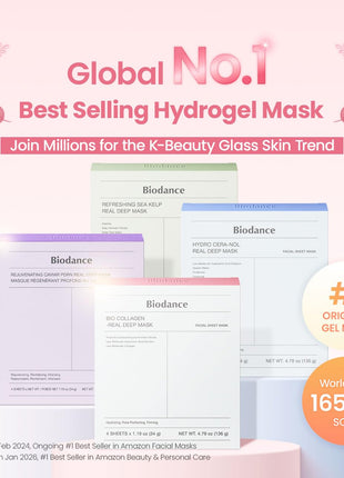 BIODANCE Bio-Collagen Real Deep Mask, Hydrating Overnight Hydrogel Face Mask, Pore Minimizing, Elasticity, Plumping, Travel Essentials & Self Care Gifts for Women, Korean Skin Care | 1.19oz(34g) x 4ea
